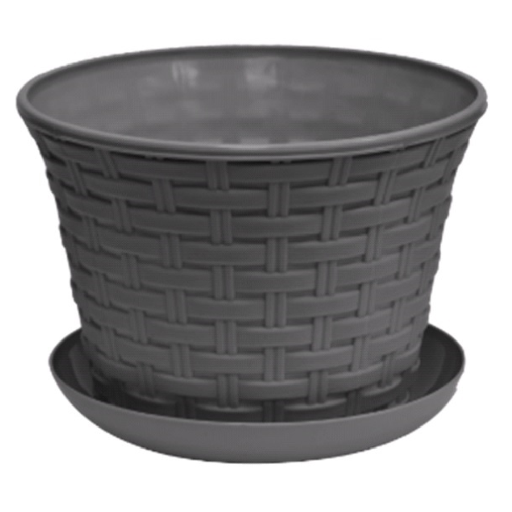 Кашпо "Ротанг", круглое, 4 л, серое