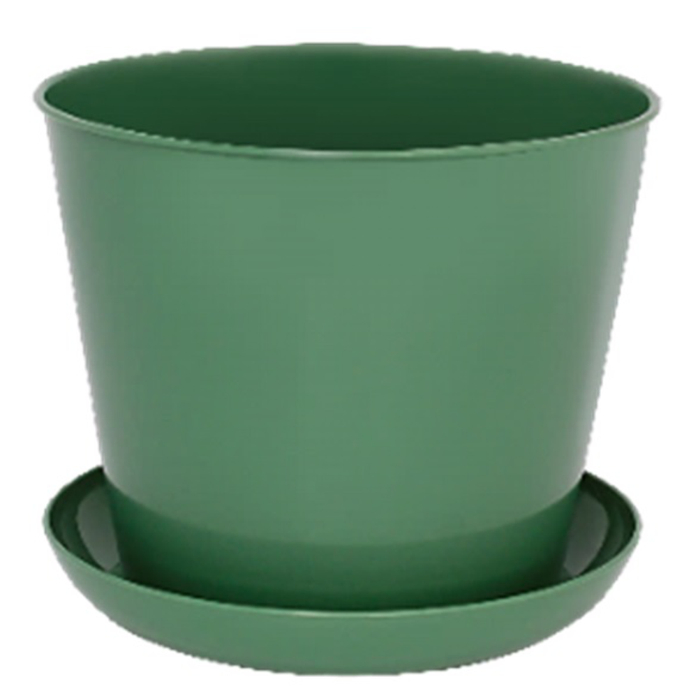 Кашпо круглое, 1,2 л, темно-зеленое