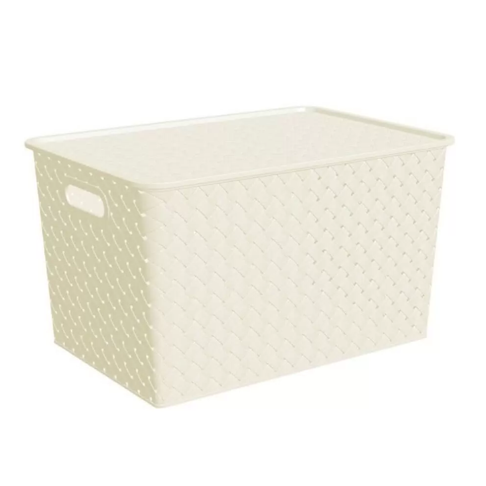 Корзинка "Береста", 7,5 л, с крышкой, слоновая кость, 522126