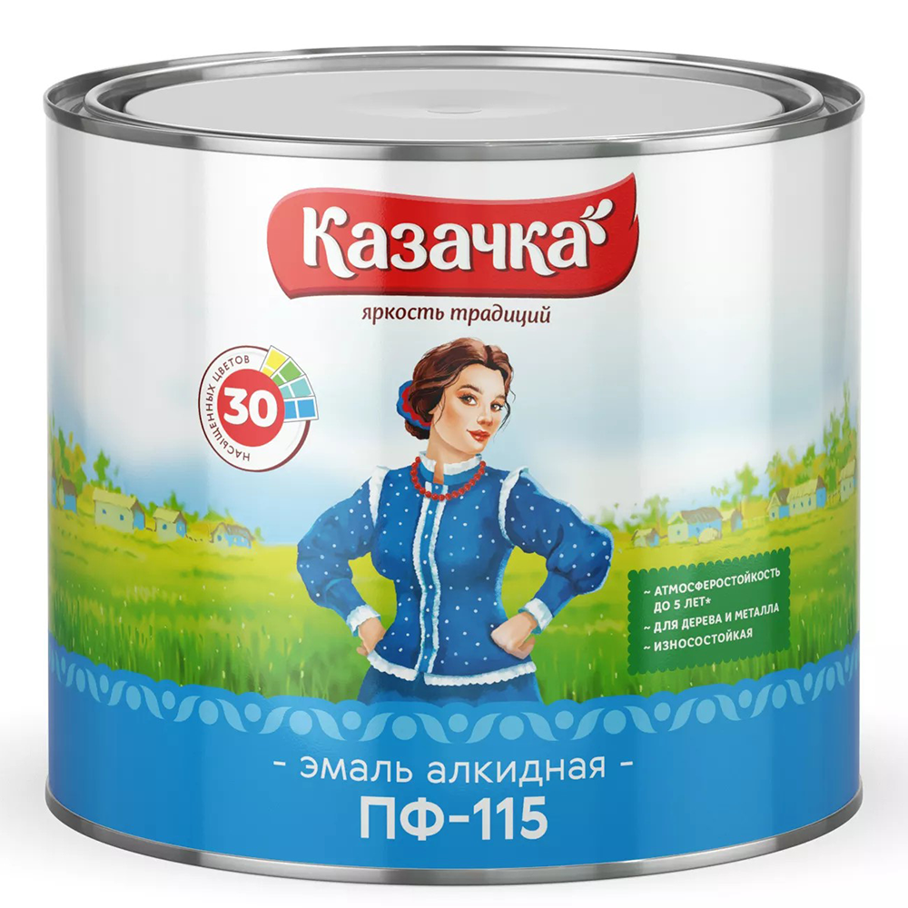 Эмаль алкидная "Казачка", зелёная, 1,9 кг