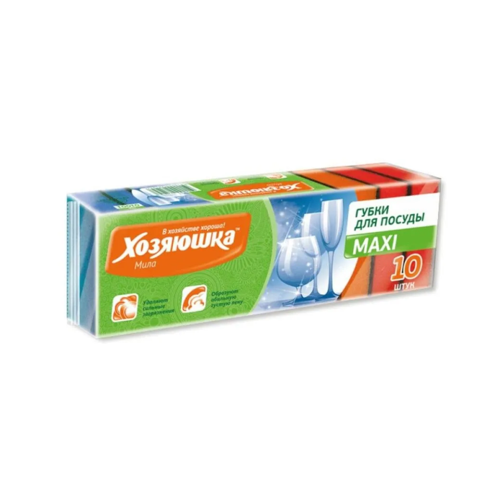 Губка "Мила", для посуды, макси, 10 штук, 01001