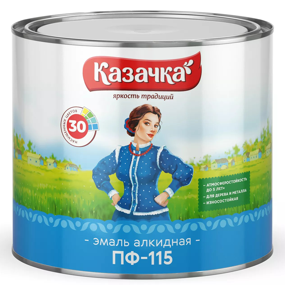 Эмаль "Казачка", ПФ-115, красная, 1,9 кг