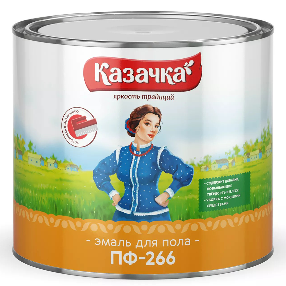 Эмаль "Казачка", ПФ 266, красно - коричневая, 1,9 кг