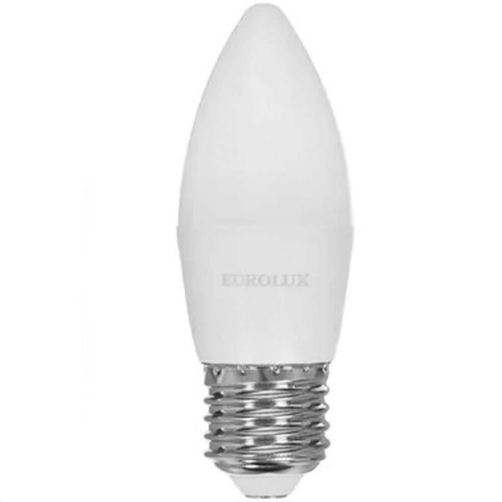 Светодиодная лампа "Eurolux", LL-E-C37-6W-230-2,7K-E27/свеча, 6Вт, теплый белый