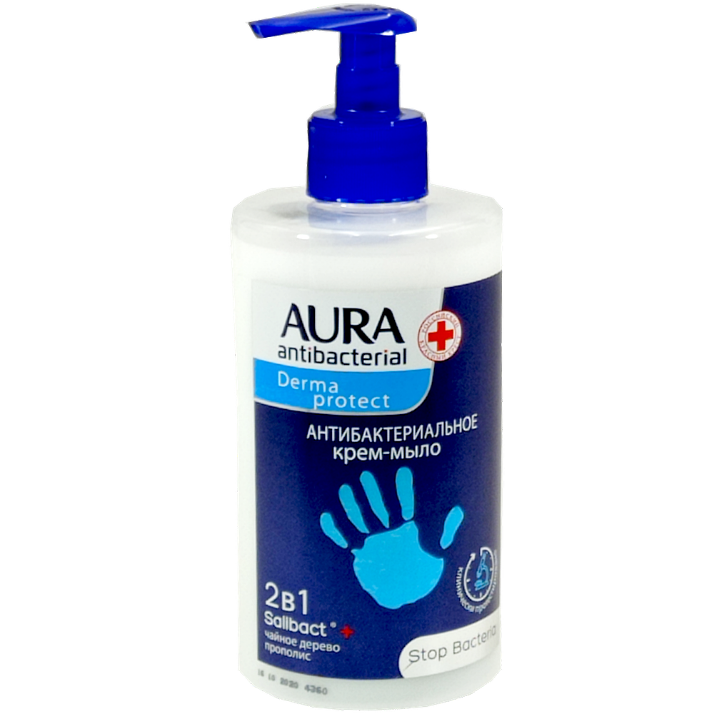 Крем мыло "Aura derma", Антибактериальное, 2 в 1, 450 мл