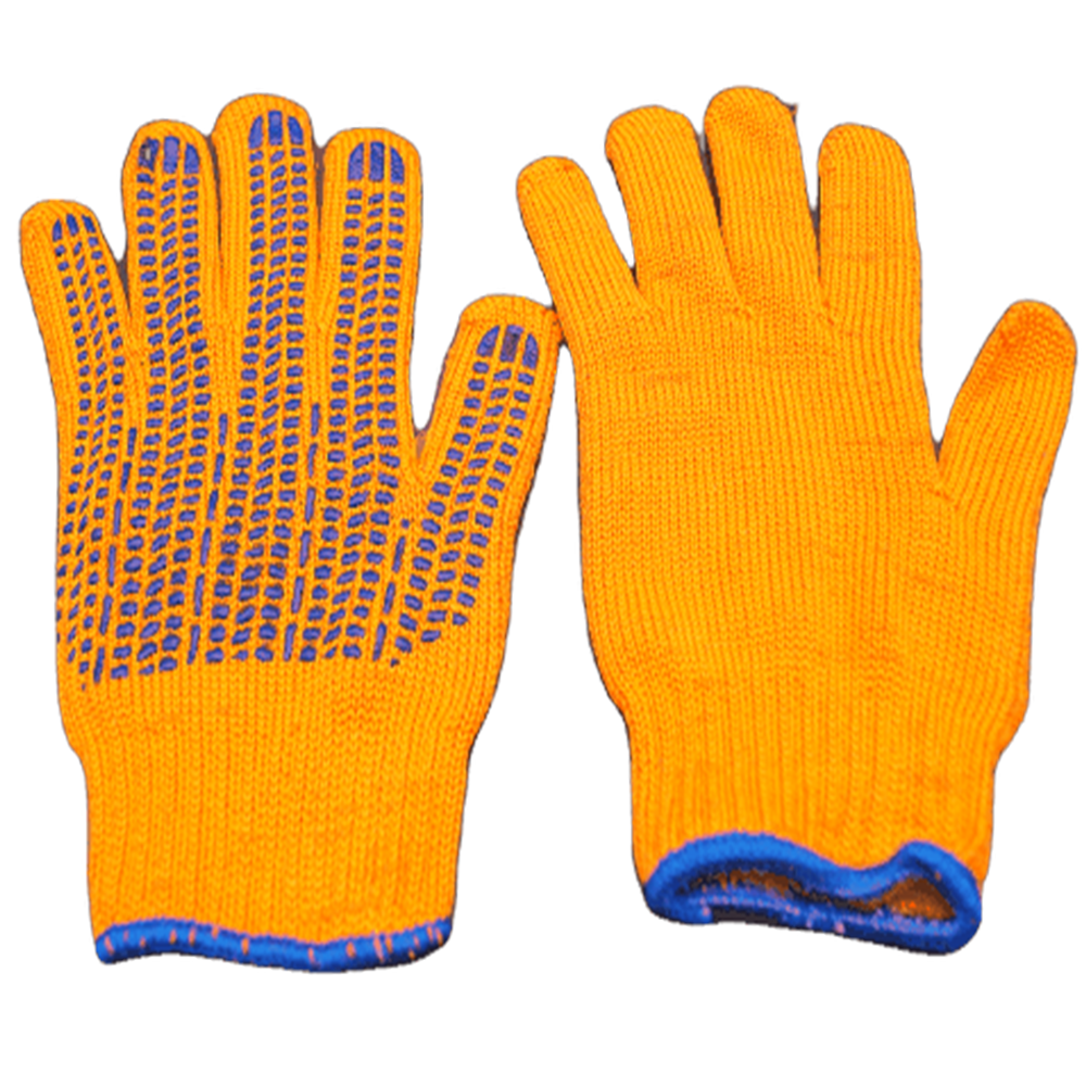 Перчатки рабочие, х/б, протектор, 5 нитей, 7,5 класс вязки, оранжевые