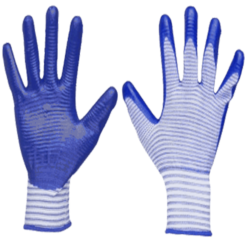Перчатки рабочие, нейлоновые с нитриловым покрытием, синие