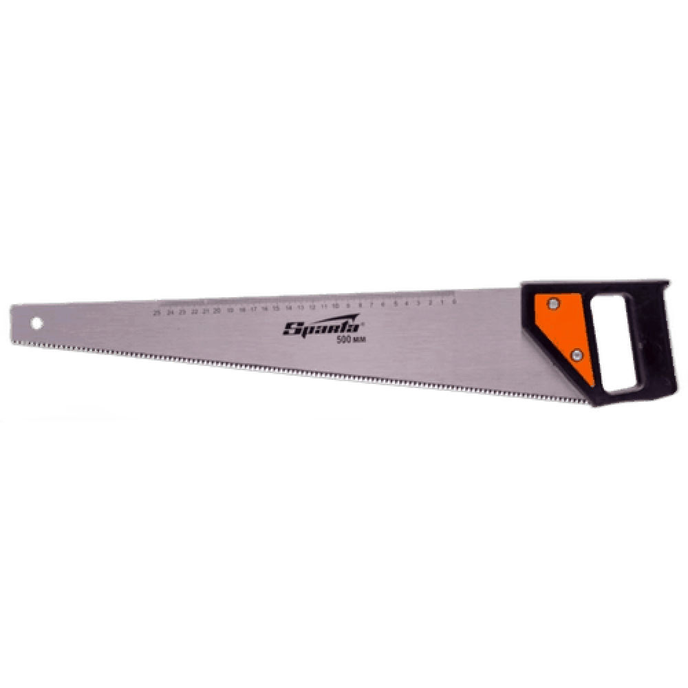 Ножовка по дереву Sparta 232365, 5-6 TPI, каленый зуб, линейка, пластиковая рукоятка, 500 мм