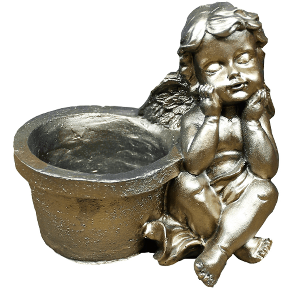 Фигура садовая "Ангел бронзовый", кашпо, полистоун
