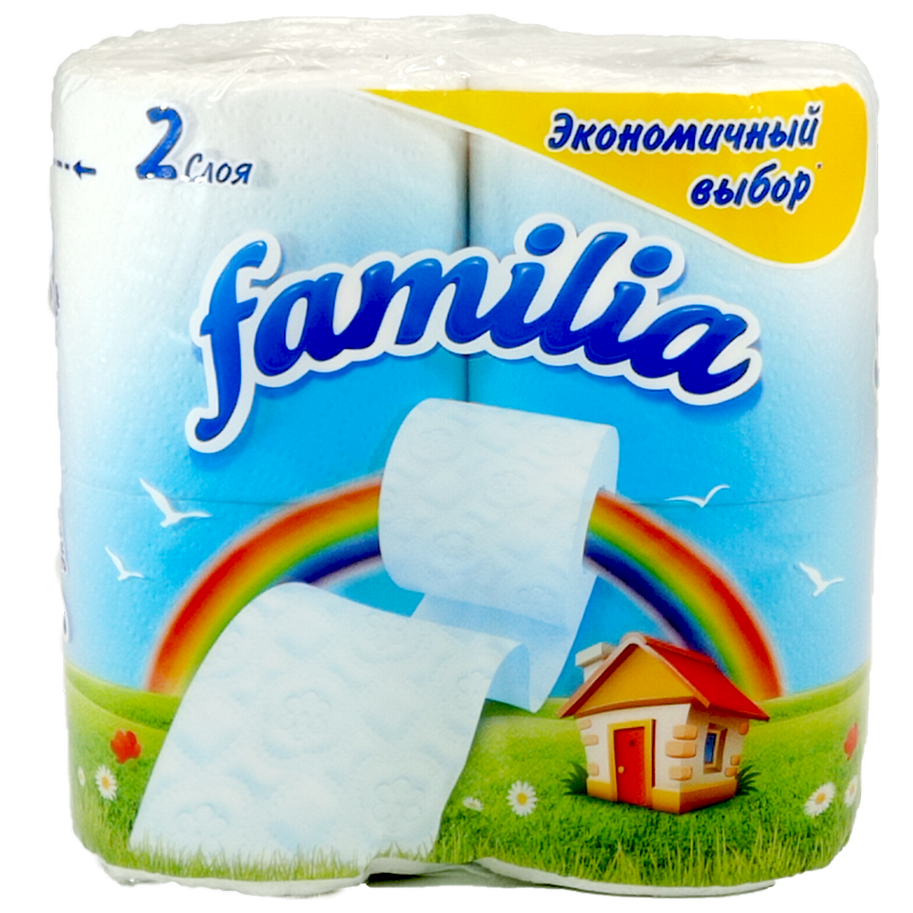 Бумага туалетная "Familia", радуга белая, 4 шт