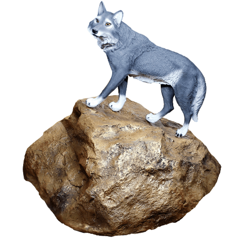 Фигура садовая "Камень и волк степной", полистоун