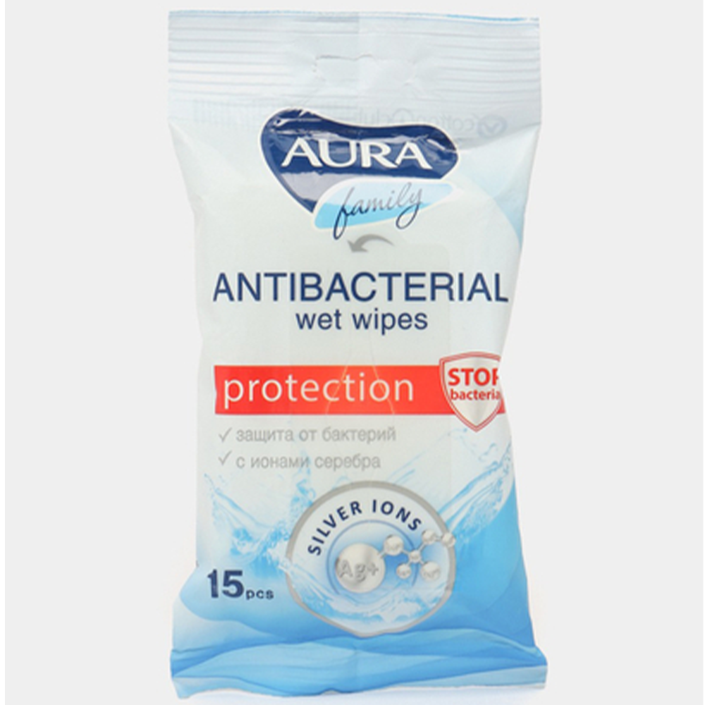 Салфетки влажные "Aura Family", антибактериальные, 120 шт