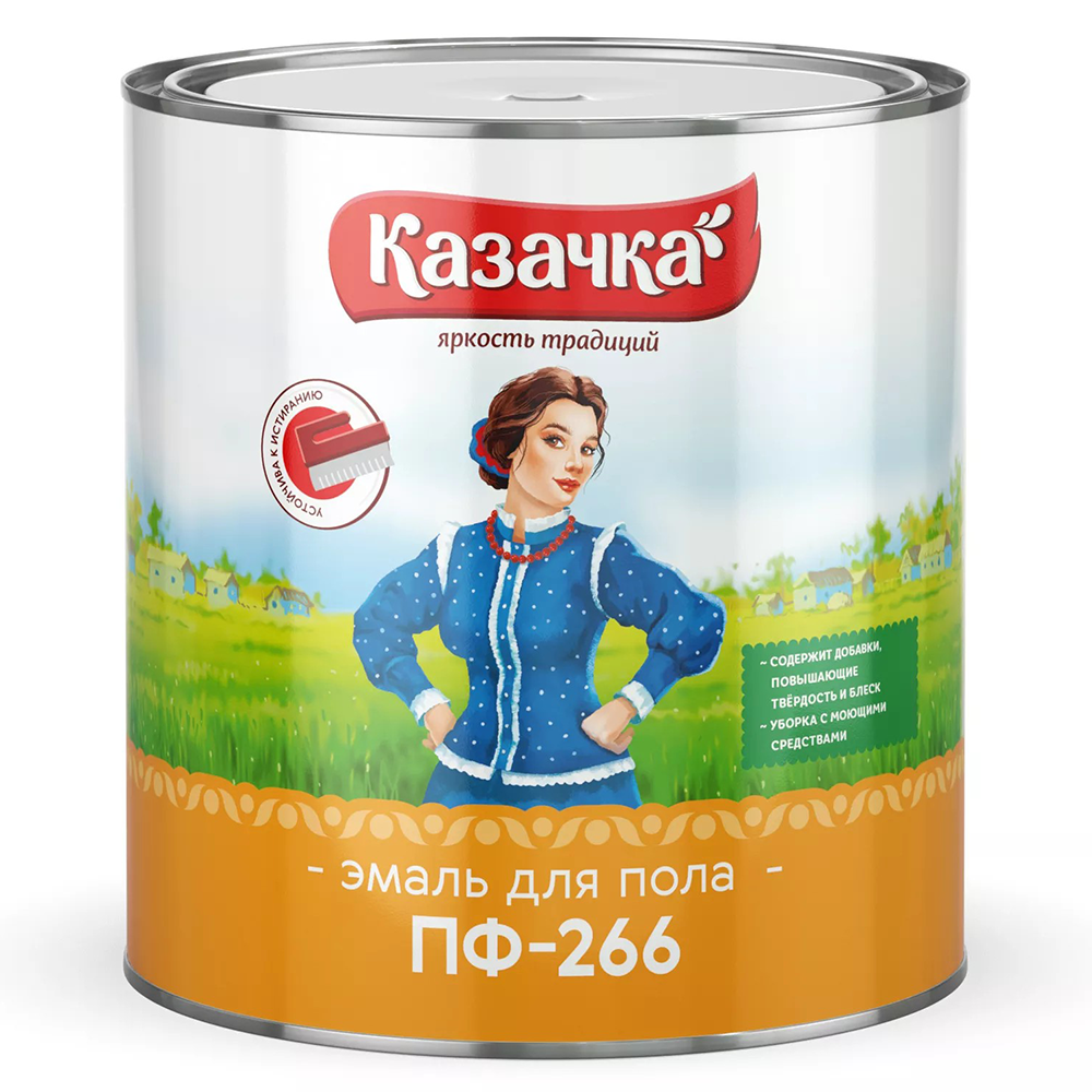 Эмаль "Казачка", ПФ-266, красно-коричневая, 2,8 кг