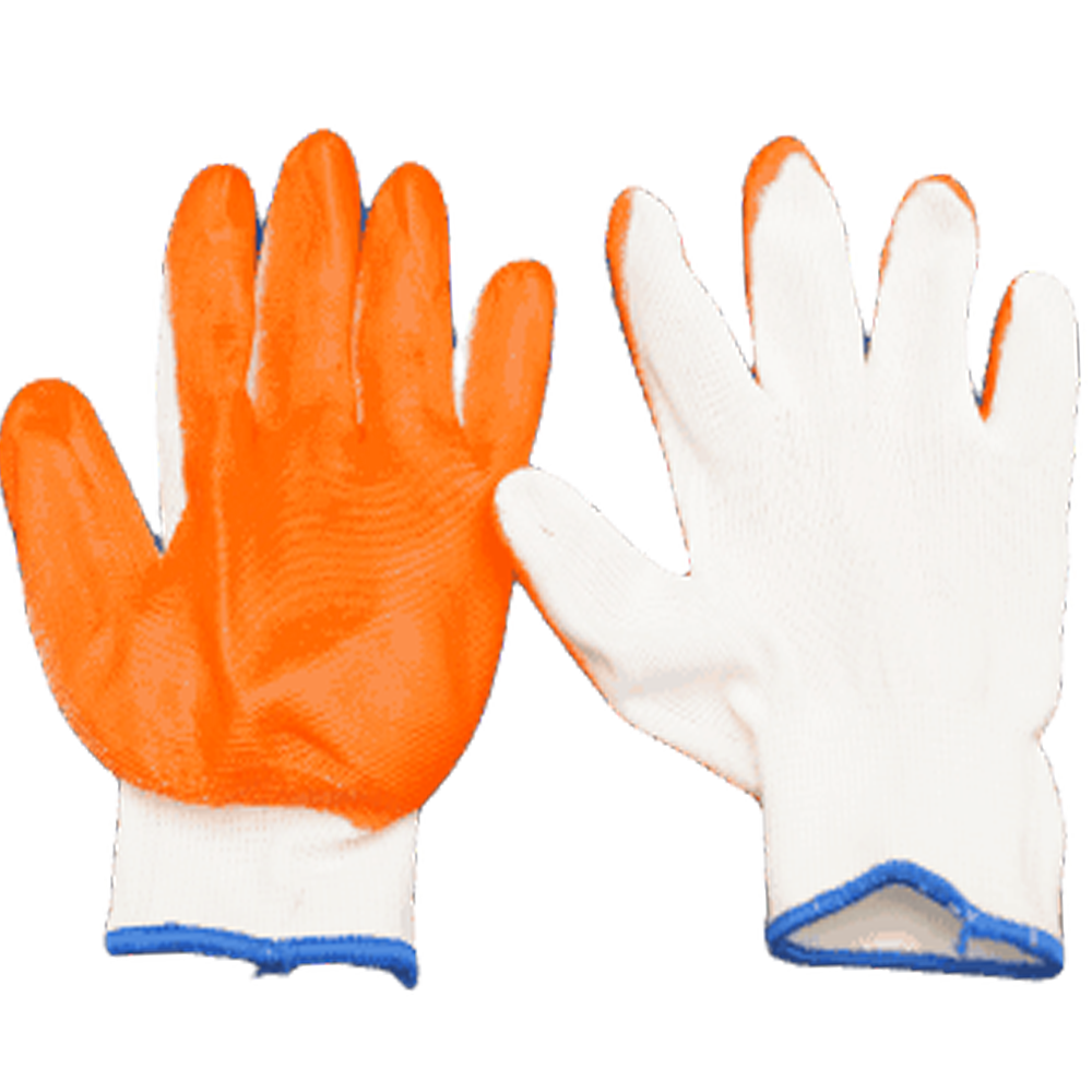 Перчатки рабочие, оранжевые, с ПВХ покрытием