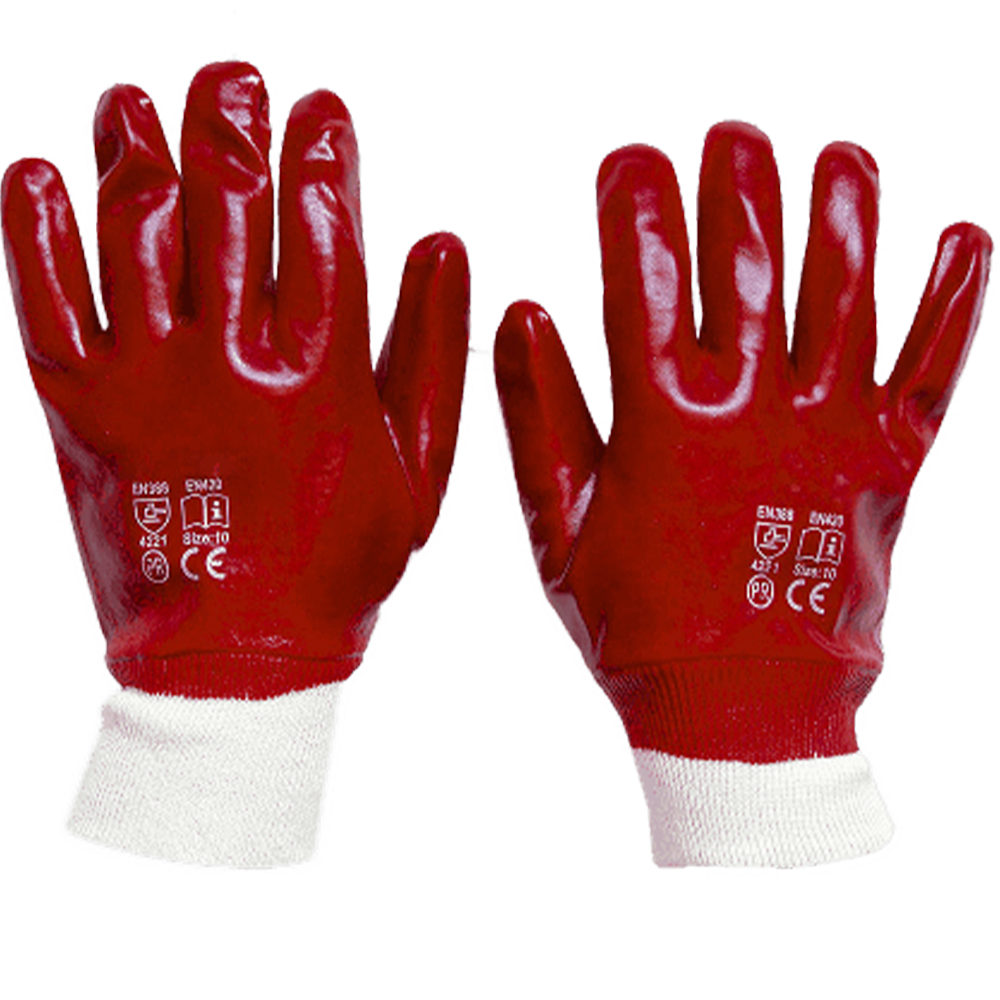 Перчатки рабочие "Гранат", с ПВХ покрытием, МБС, красные