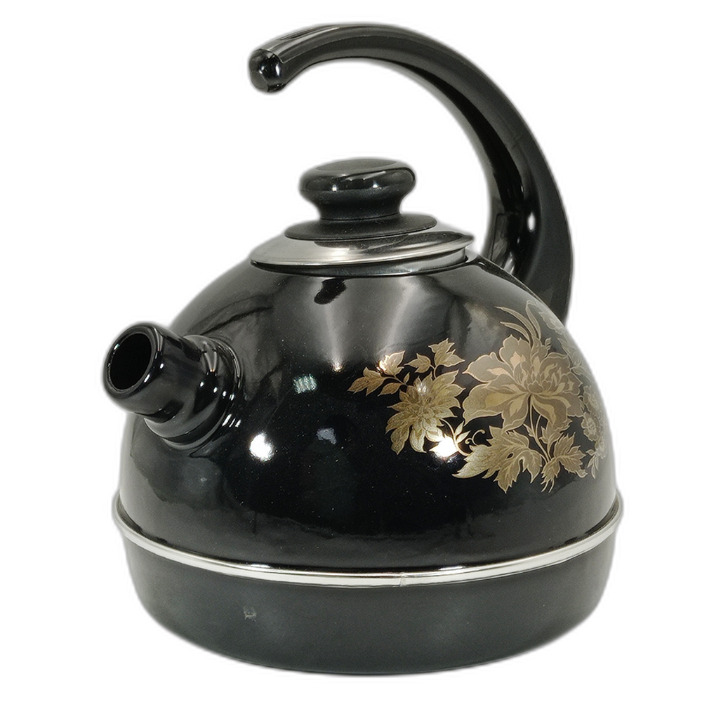 Чайник со свистком "Олимпия", черный, эмалированный, 3,5 л
