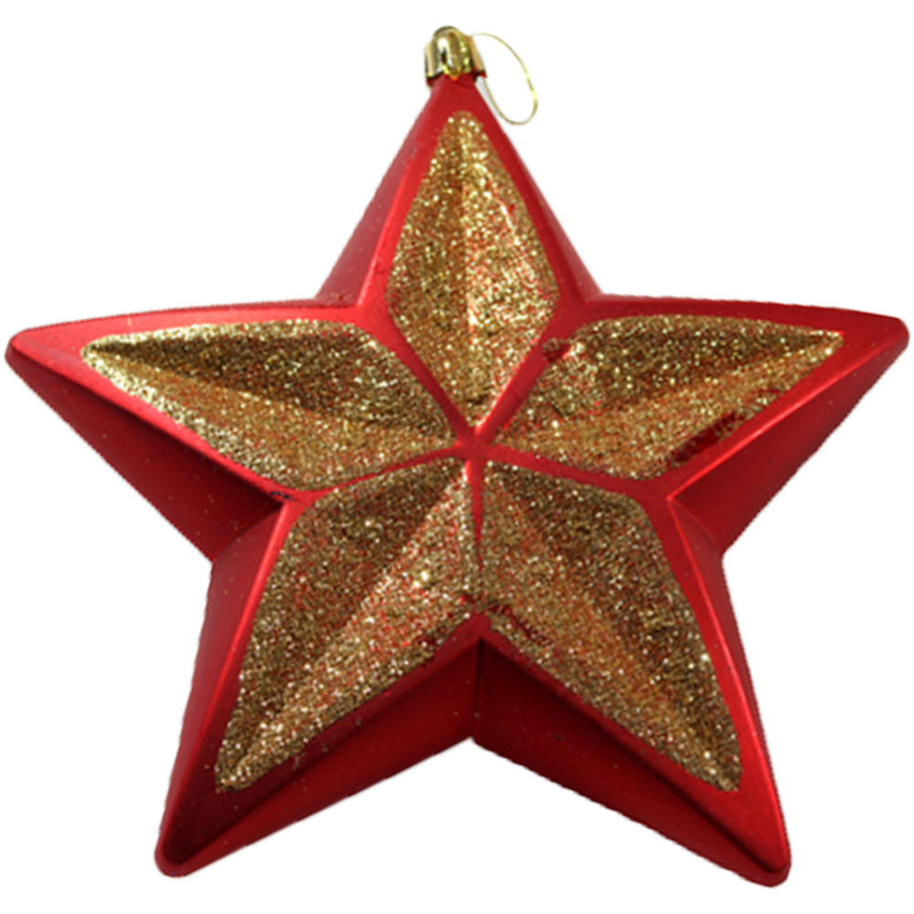 Елочная подвеска "Звезда", красно-золотая, 15 см, НУ-0441