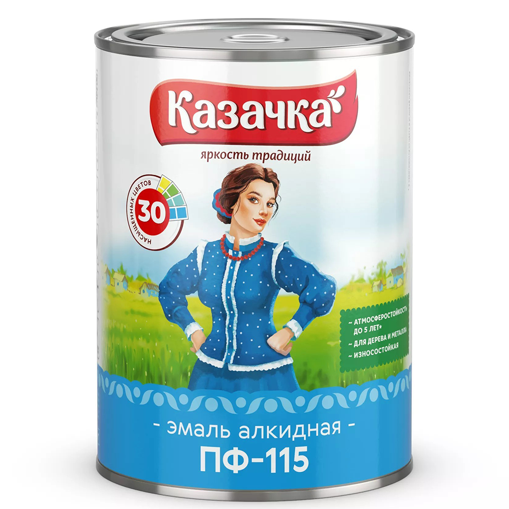 Эмаль "Казачка", ПФ-115, вишневая, 1,9 кг