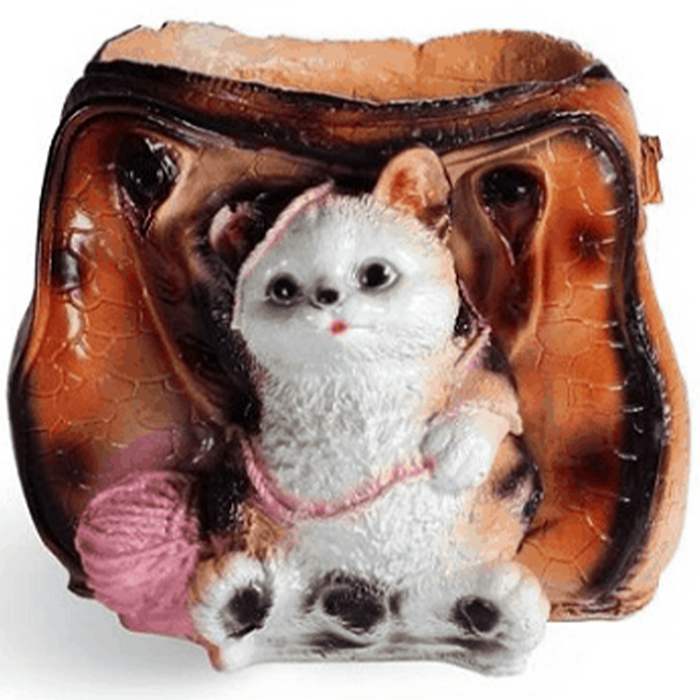 Фигура садовая "Котенок с сумкой", кашпо, гипсовая